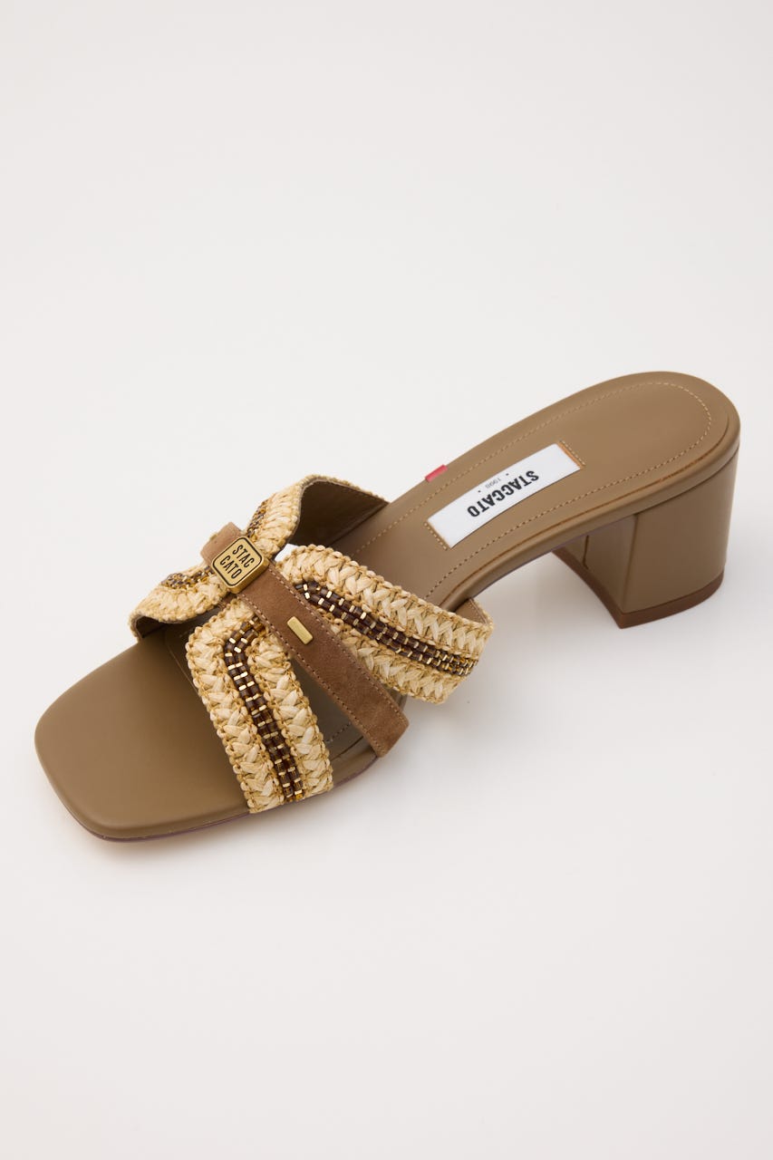 アーシャミュールサンダル 柄BEG 24.0cm