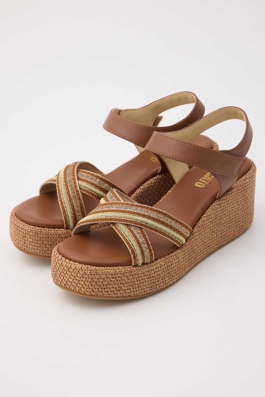 ナトゥーウェッジソールライトサンダル 柄BRN 23.0cm