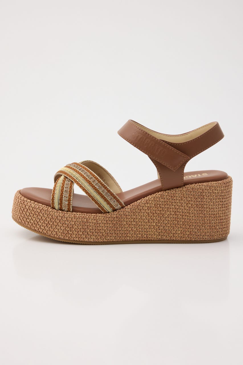 ナトゥーウェッジソールライトサンダル 柄BRN 23.0cm