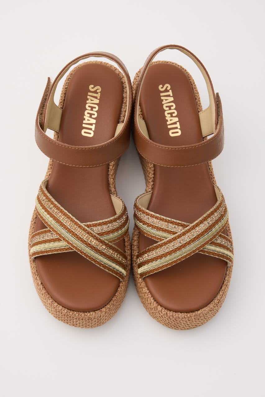 ナトゥーウェッジソールライトサンダル 柄BRN 23.0cm