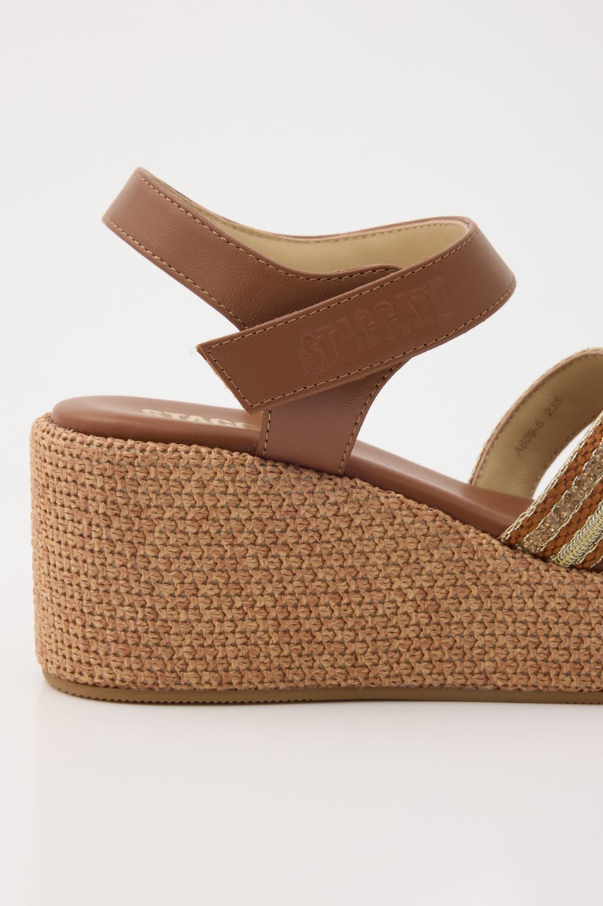 ナトゥーウェッジソールライトサンダル 柄BRN 23.0cm