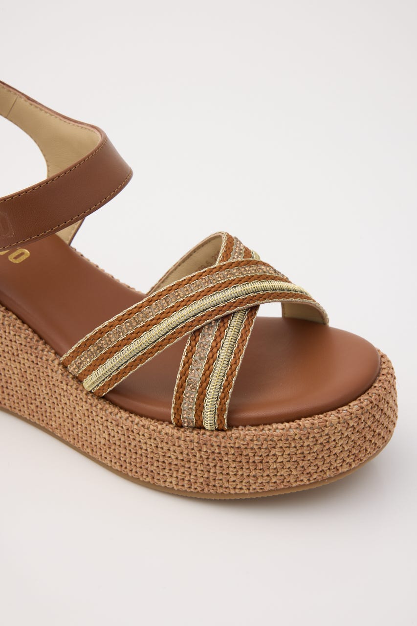 ナトゥーウェッジソールライトサンダル 柄BRN 23.0cm