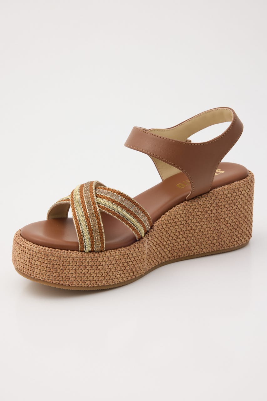 ナトゥーウェッジソールライトサンダル 柄BRN 23.0cm