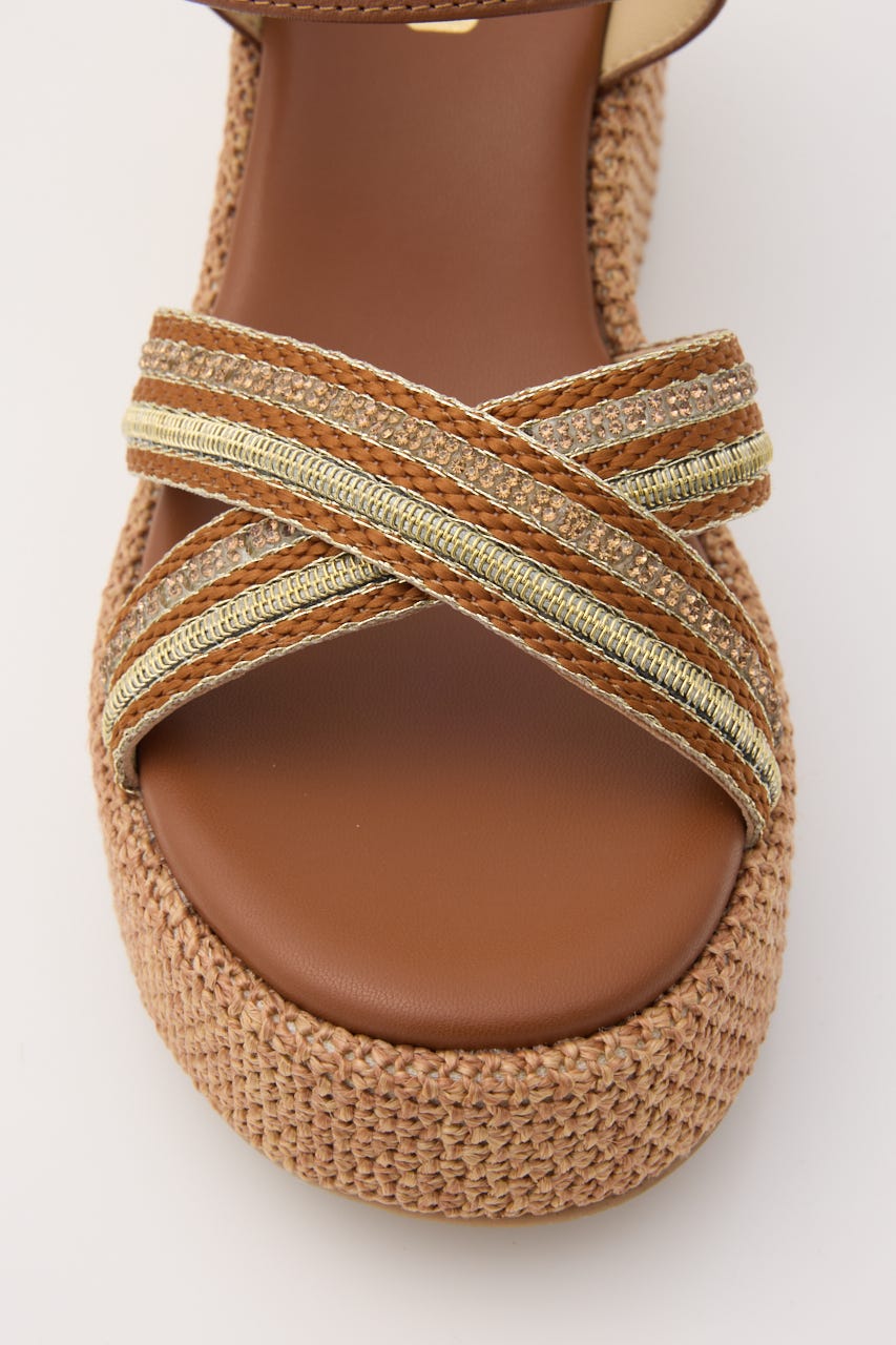 ナトゥーウェッジソールライトサンダル 柄BRN 23.0cm