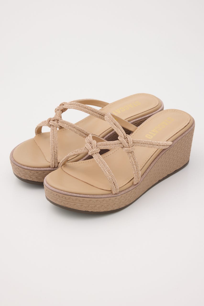 プルスコードウェッジヒールミュールサンダル P.GLD 24.0cm