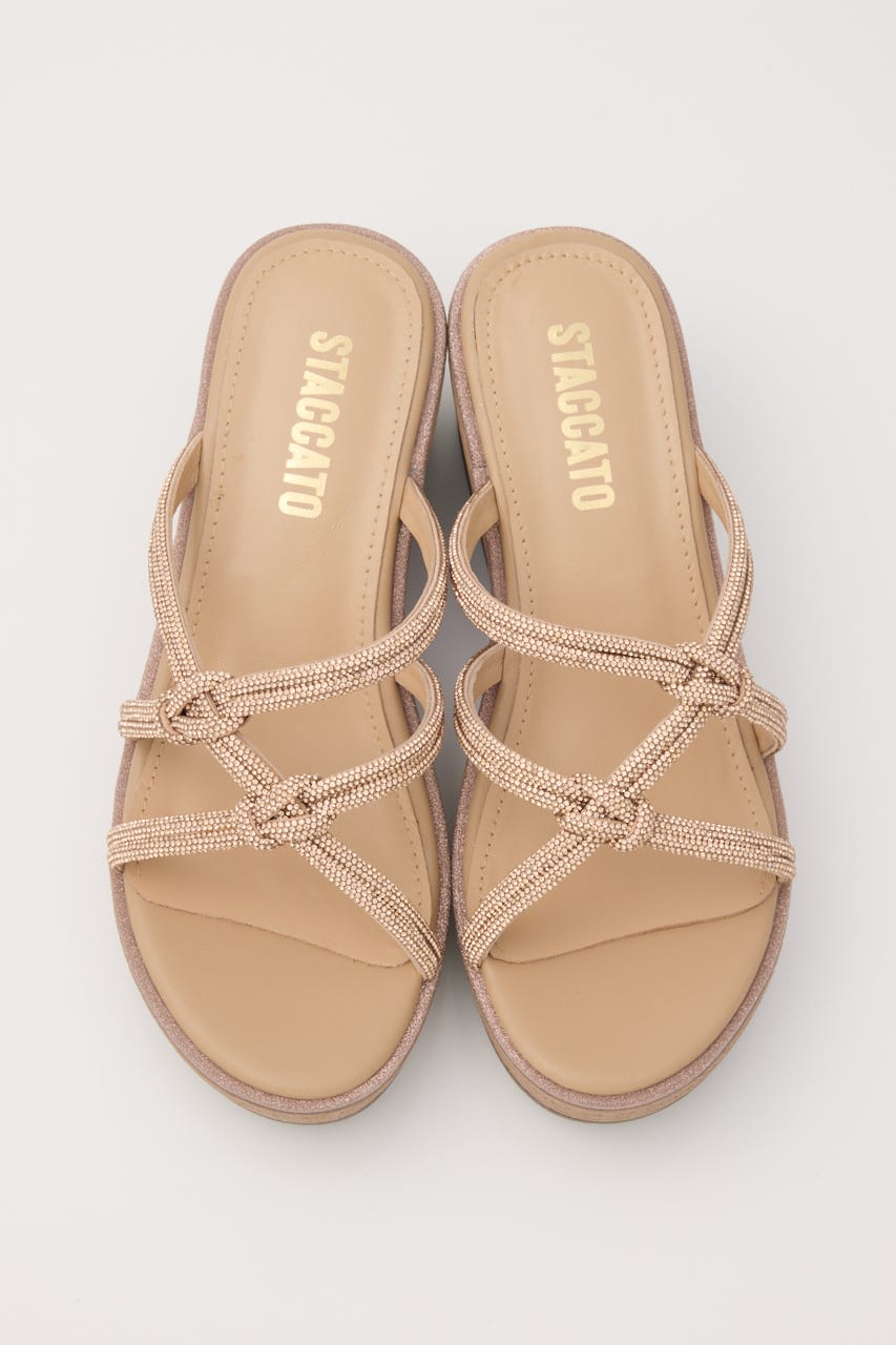 プルスコードウェッジヒールミュールサンダル P.GLD 24.0cm