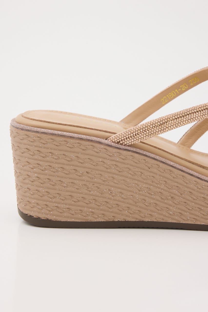 プルスコードウェッジヒールミュールサンダル P.GLD 24.0cm