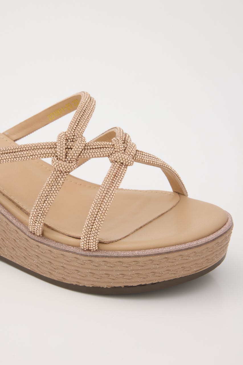 プルスコードウェッジヒールミュールサンダル P.GLD 24.0cm