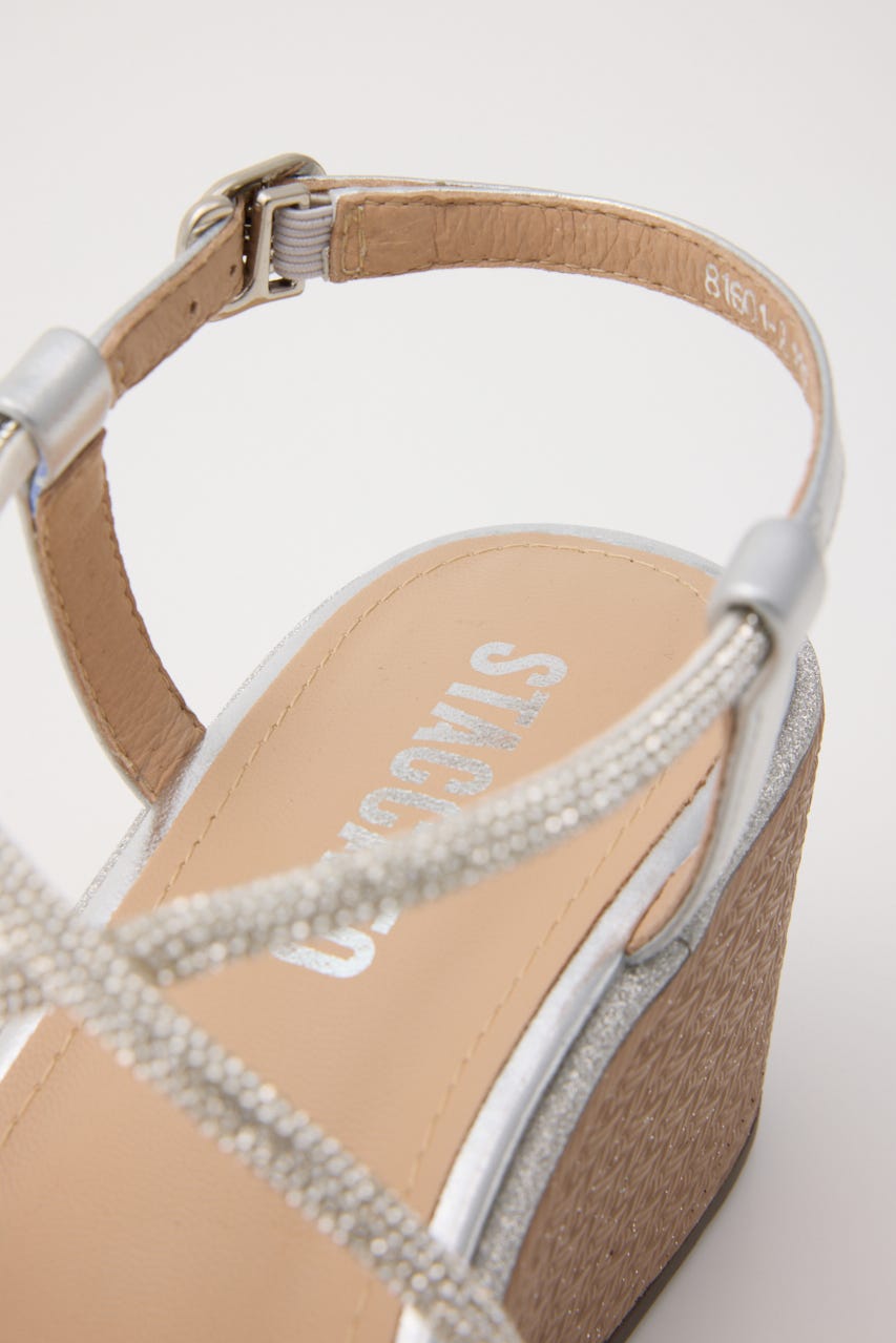 プルスコードクロスウェッジヒールサンダル SLV 22.5cm