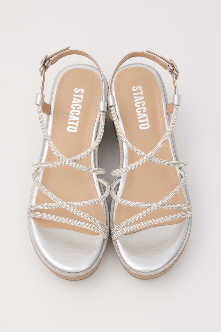 プルスコードクロスウェッジヒールサンダル SLV 22.5cm