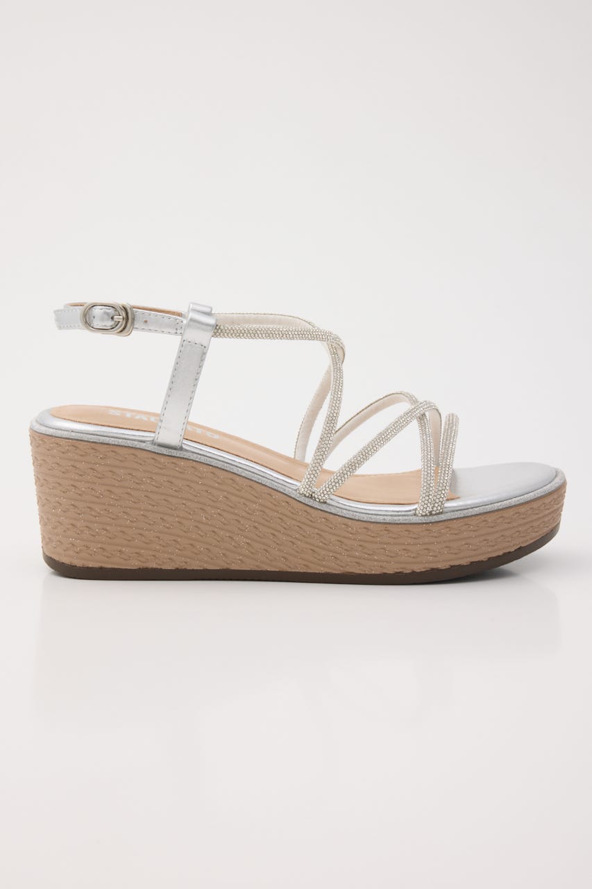 プルスコードクロスウェッジヒールサンダル SLV 22.5cm