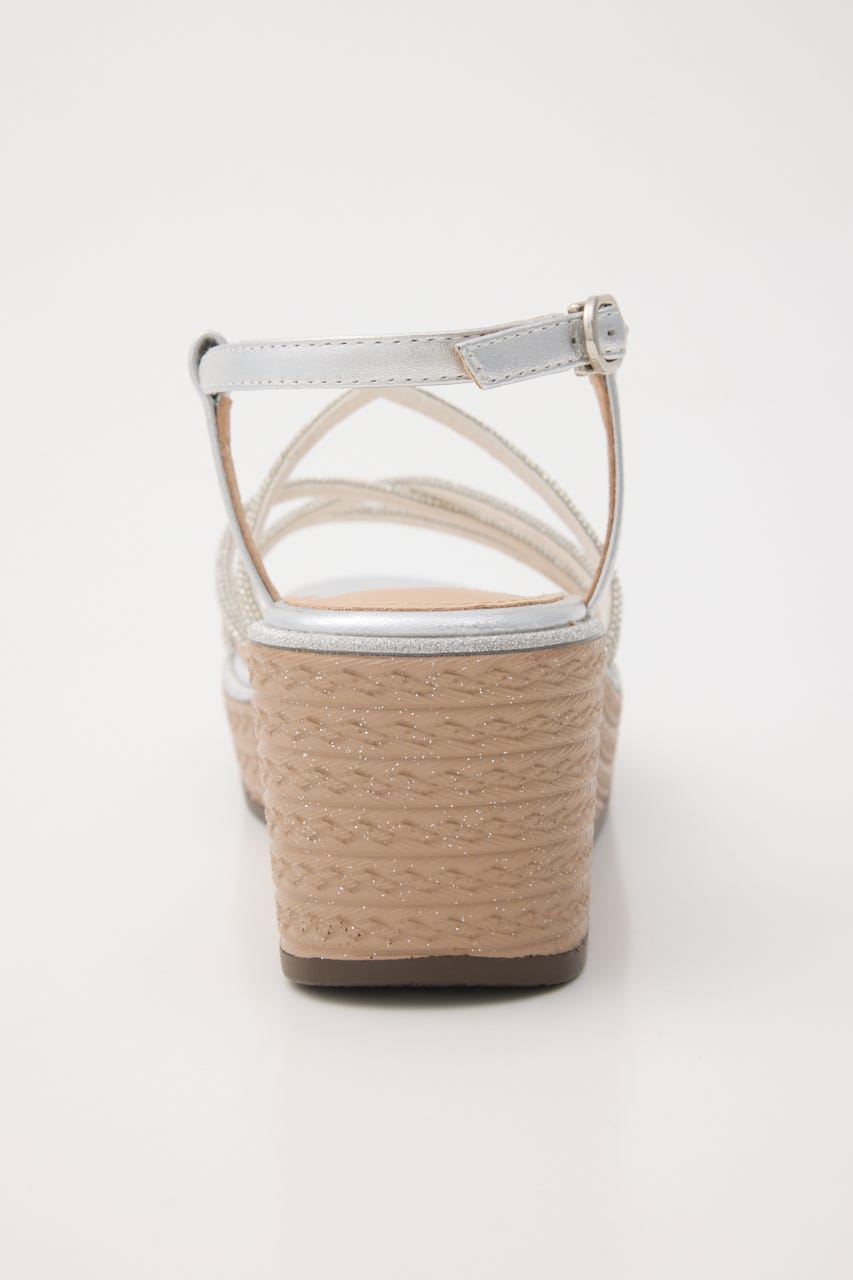 プルスコードクロスウェッジヒールサンダル SLV 22.5cm