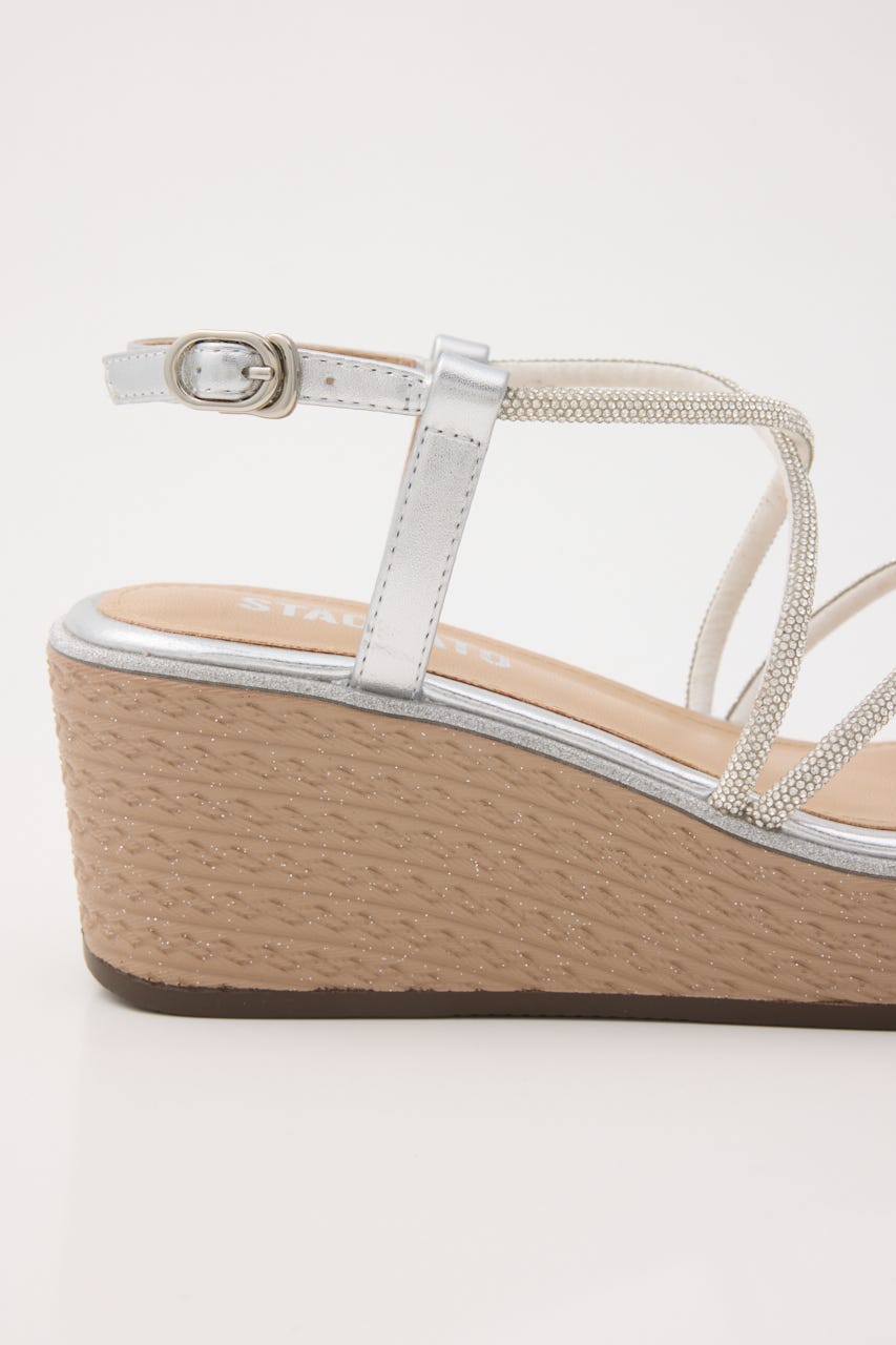 プルスコードクロスウェッジヒールサンダル SLV 22.5cm