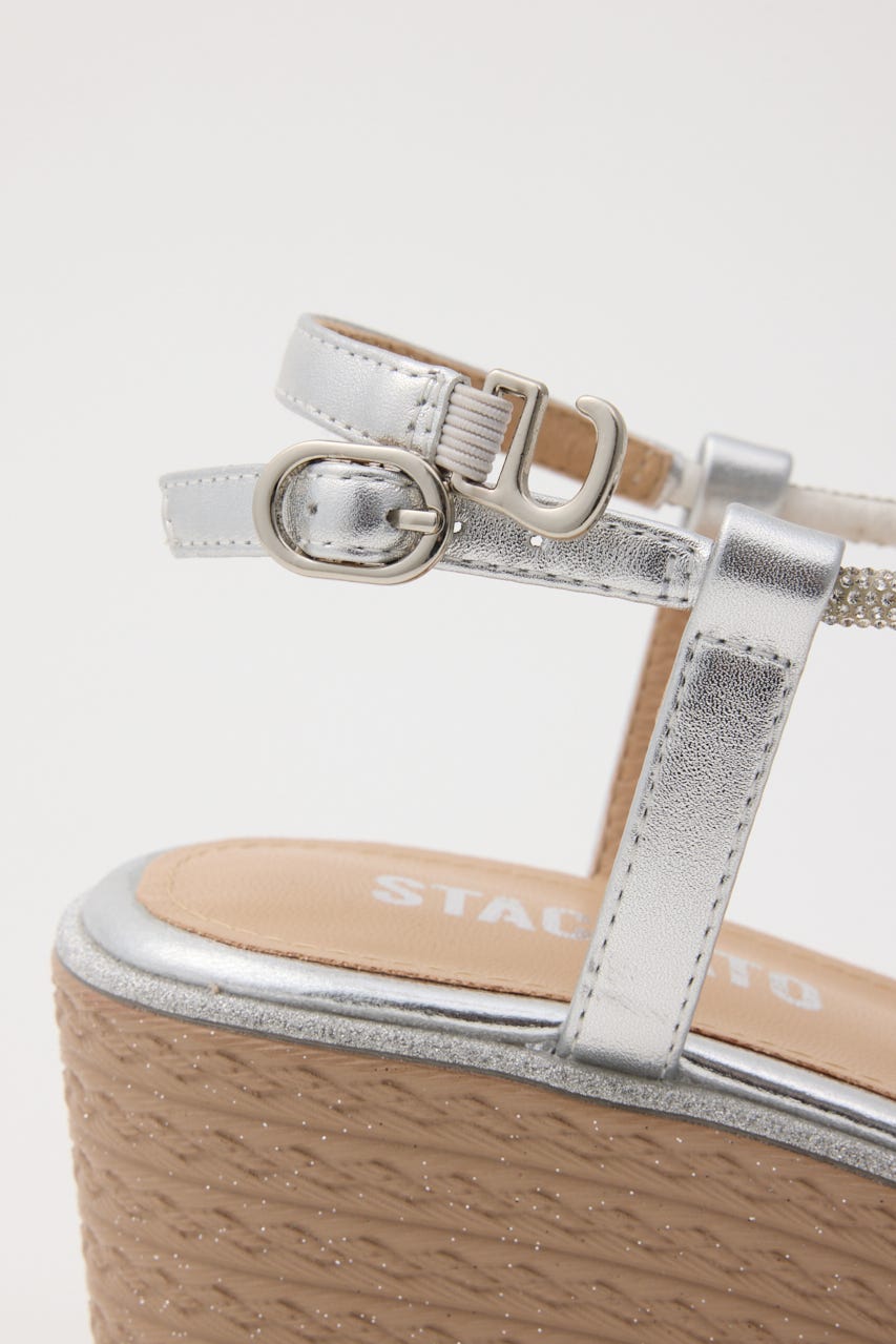 プルスコードクロスウェッジヒールサンダル SLV 22.5cm