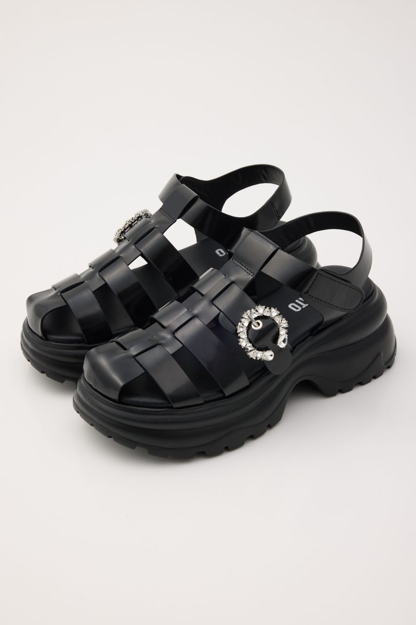 ムーングルカライトサンダル BLK 24.5cm