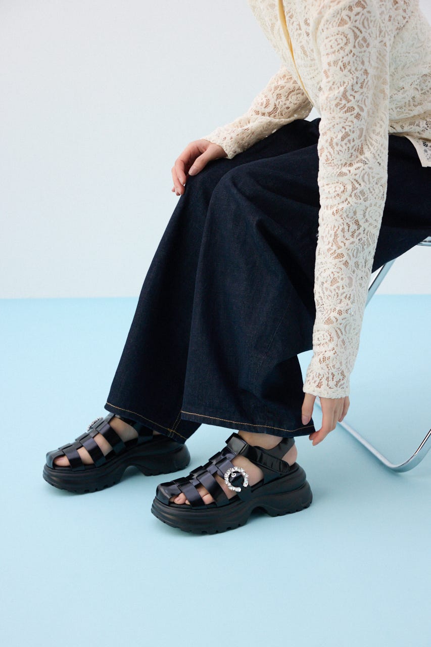 ムーングルカライトサンダル BLK 24.5cm