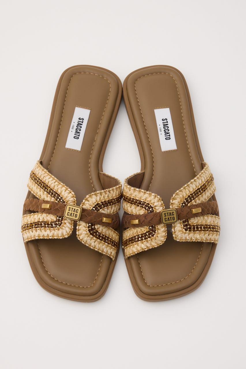 アーシャフラットサンダル 柄BEG 24.0cm