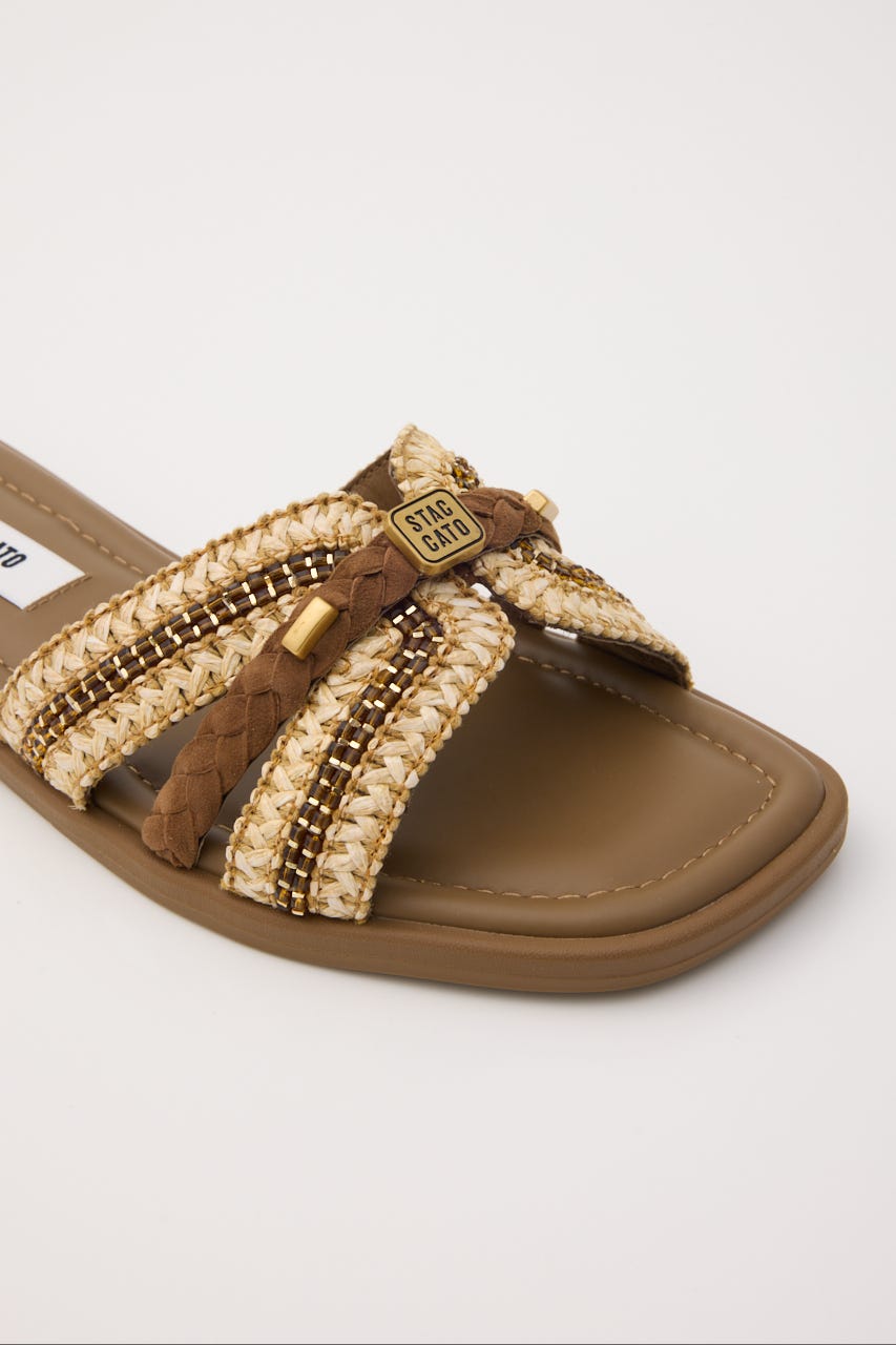 アーシャフラットサンダル 柄BEG 24.0cm