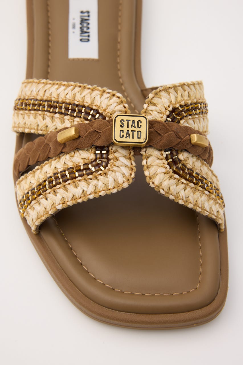 アーシャフラットサンダル 柄BEG 24.0cm