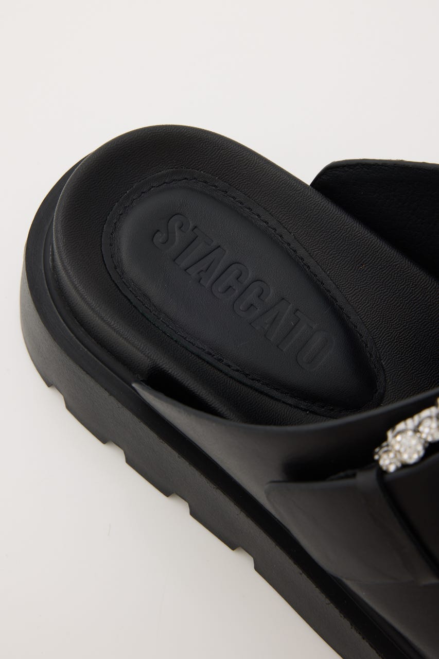 ピアスフィアコンフォートサンダル BLK 24.5cm