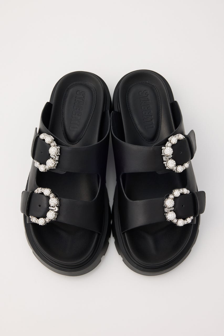 ピアスフィアコンフォートサンダル BLK 24.5cm