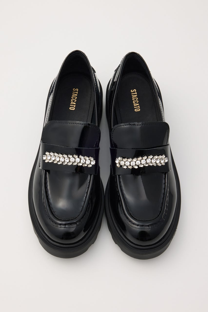 ビジューストーンタンクソールローファー L/BLK 23.5cm