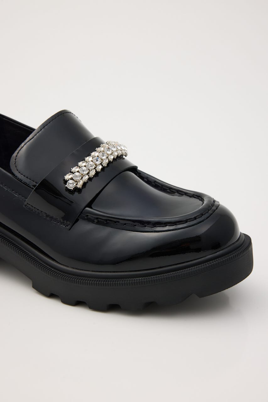 ビジューストーンタンクソールローファー L/BLK 23.5cm