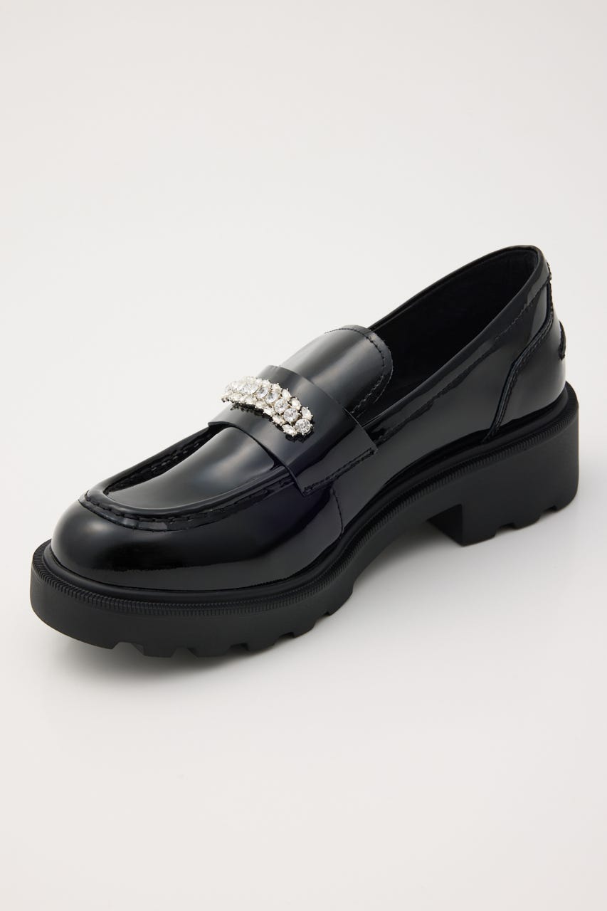 ビジューストーンタンクソールローファー L/BLK 23.5cm