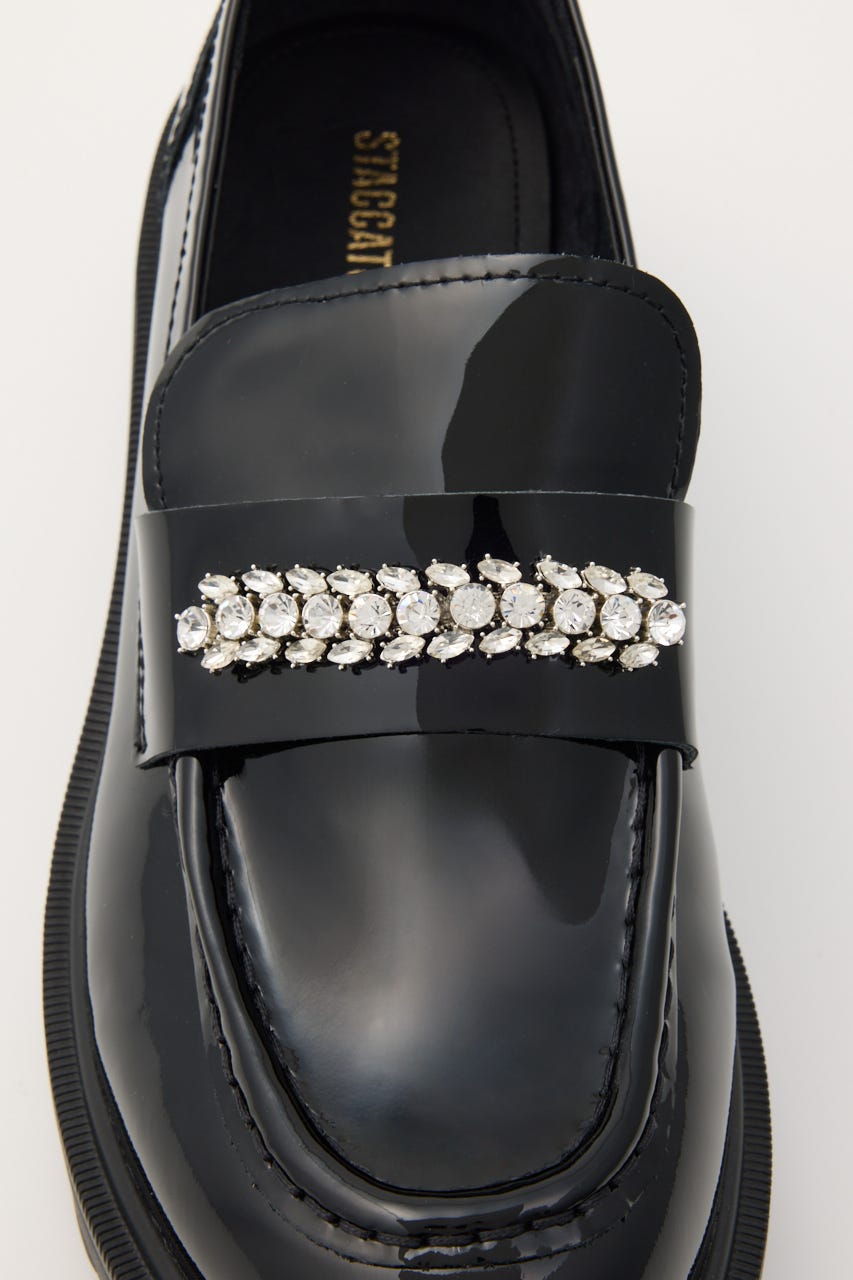 ビジューストーンタンクソールローファー L/BLK 23.5cm