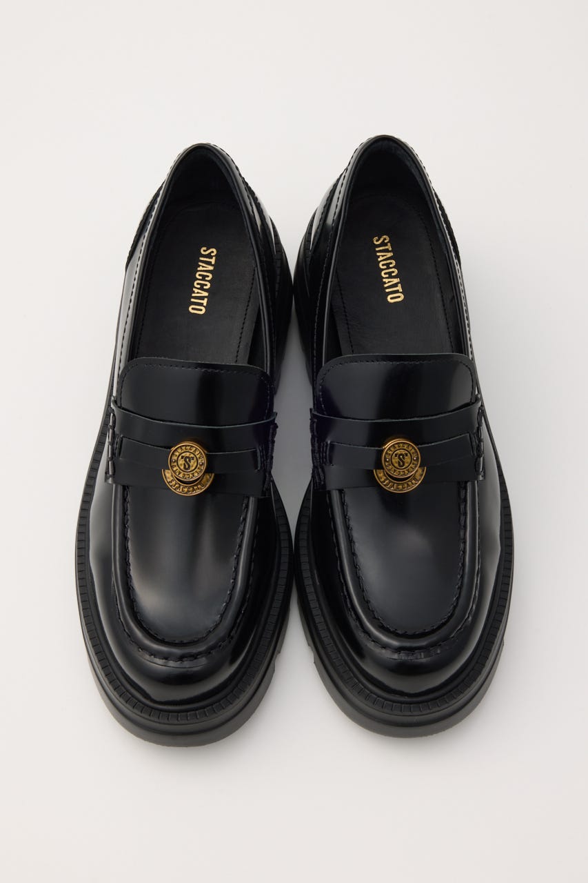 ボタンタンクソールローファー BLK 24.5cm