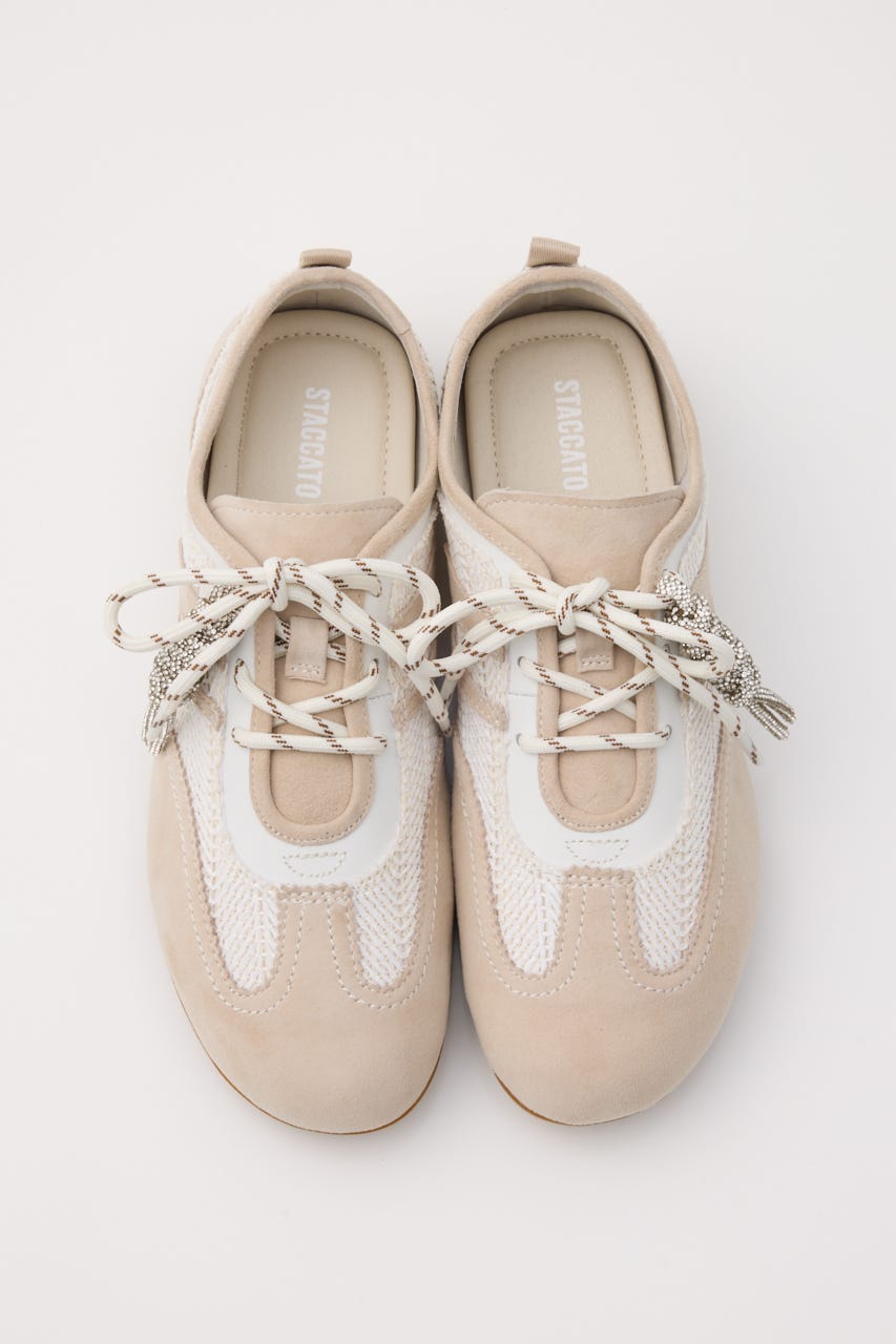 オブリークトゥチャームコンビスニーカー 柄BEG 24.5cm