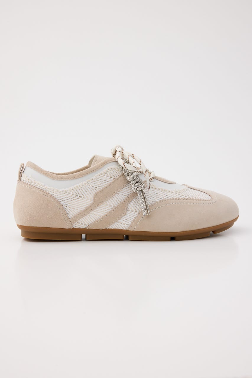 オブリークトゥチャームコンビスニーカー 柄BEG 24.5cm