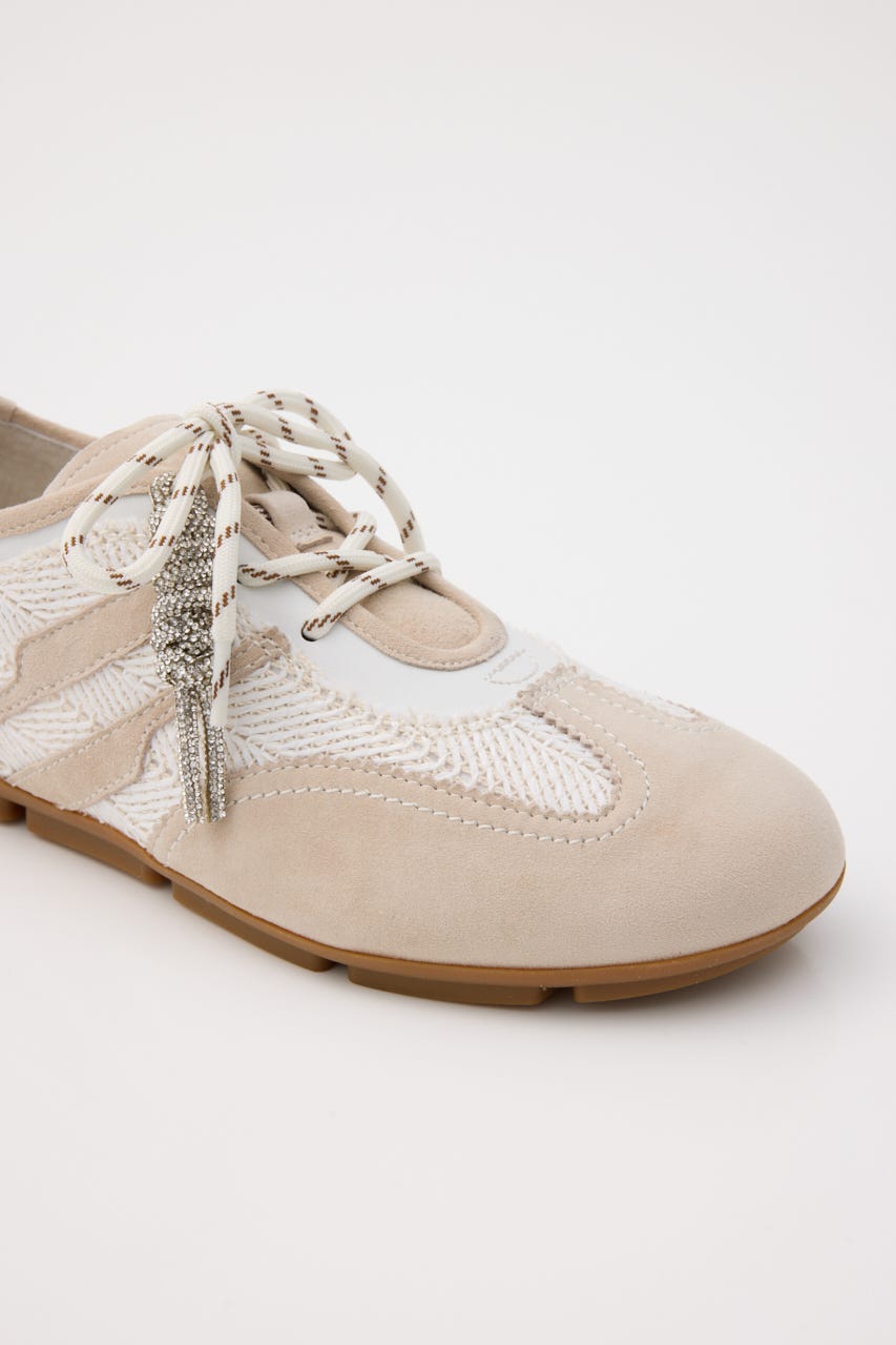 オブリークトゥチャームコンビスニーカー 柄BEG 24.5cm