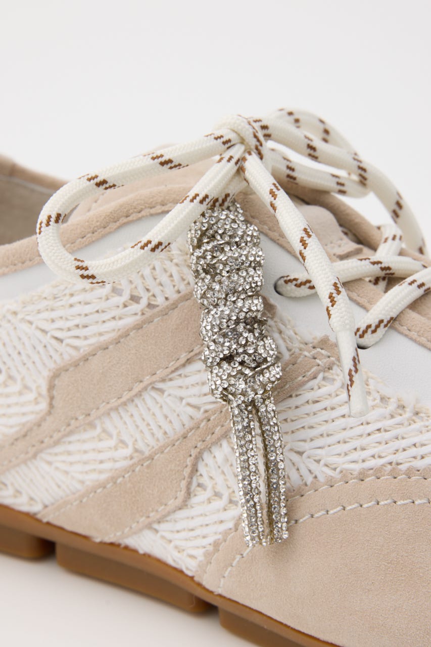 オブリークトゥチャームコンビスニーカー 柄BEG 24.5cm