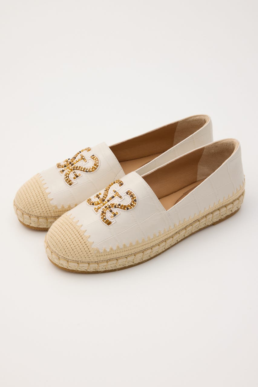 STビーズエスパドリーユ 柄WHT 23.5cm