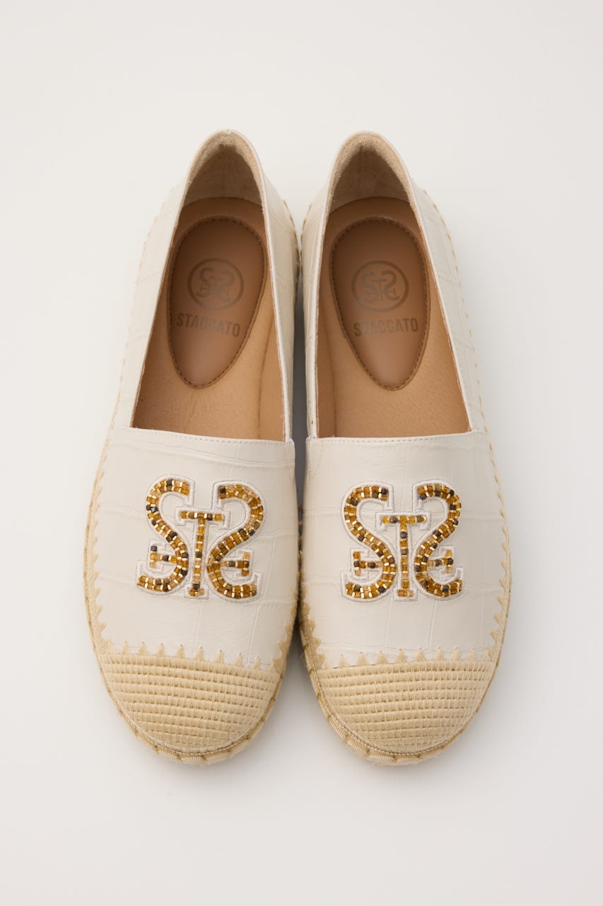 STビーズエスパドリーユ 柄WHT 23.5cm