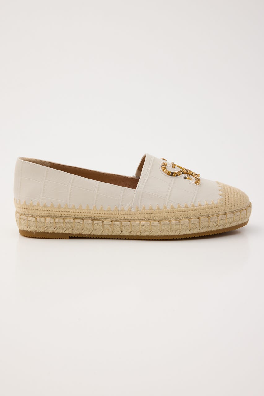 STビーズエスパドリーユ 柄WHT 23.5cm