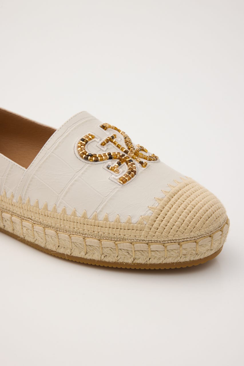 STビーズエスパドリーユ 柄WHT 23.5cm