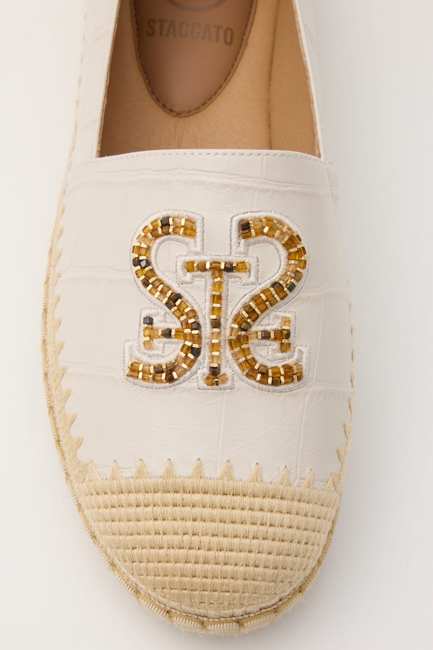 STビーズエスパドリーユ 柄WHT 23.5cm