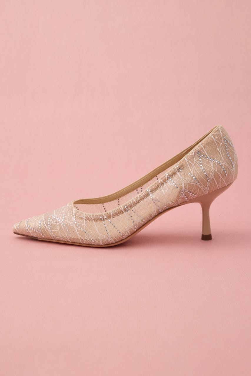 シースルーデザインストーンパンプス 柄APR 24.5cm