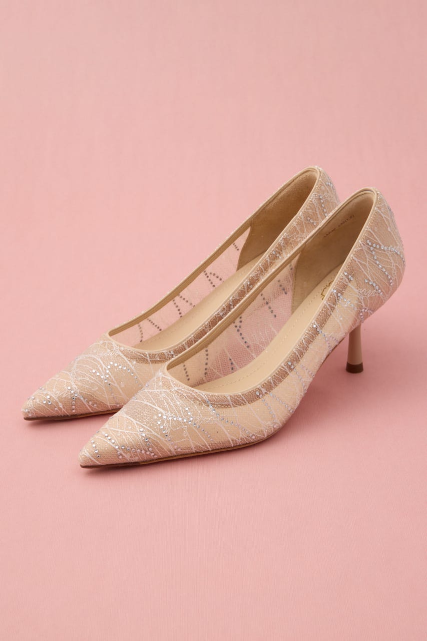 シースルーデザインストーンパンプス 柄APR 24.5cm