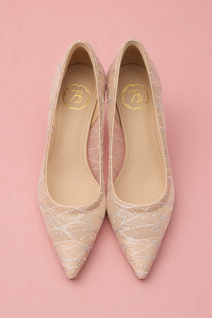 シースルーデザインストーンパンプス 柄APR 24.5cm