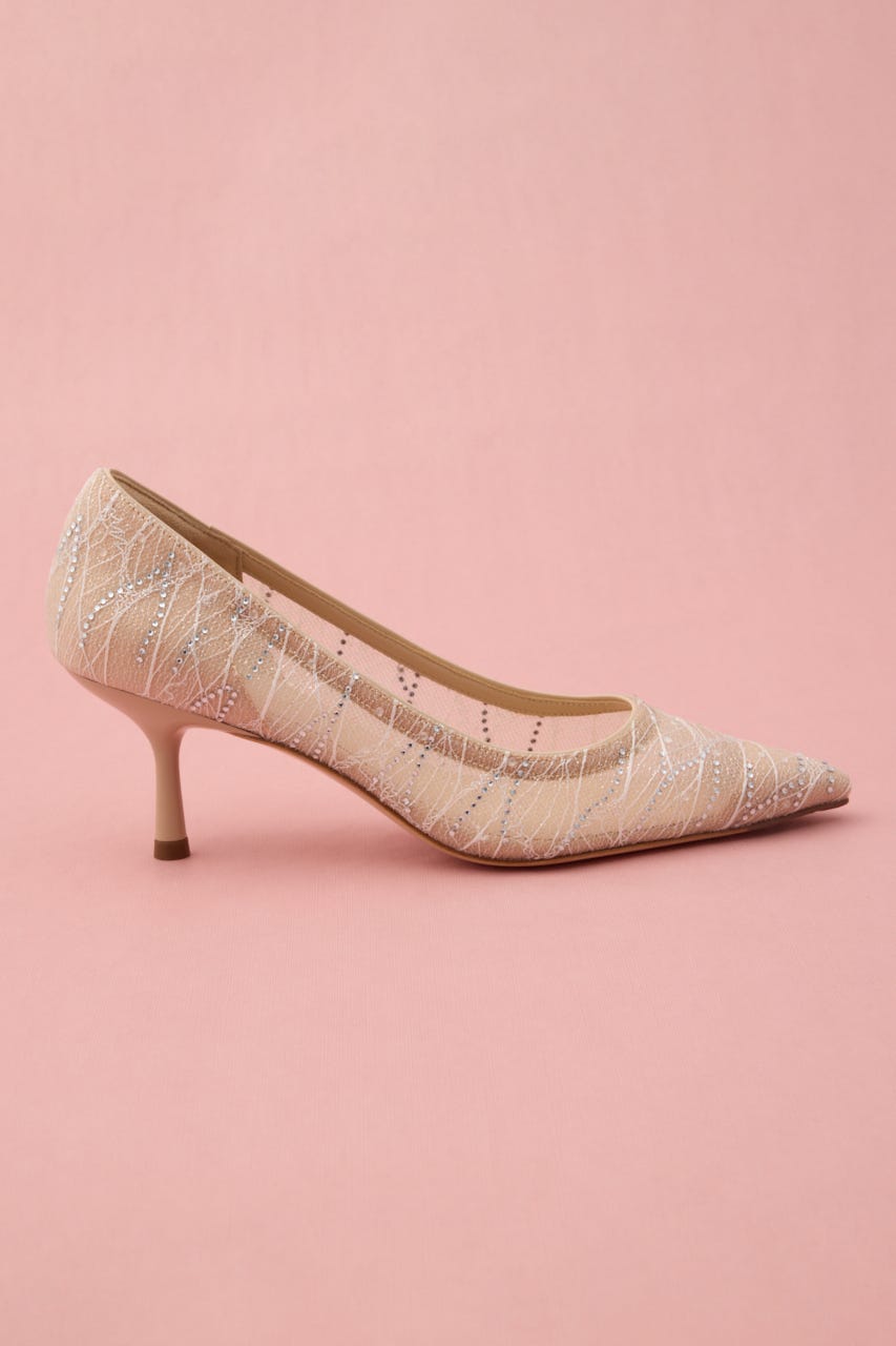 シースルーデザインストーンパンプス 柄APR 24.5cm