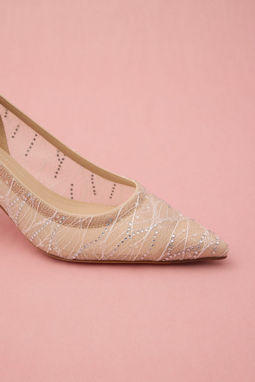 シースルーデザインストーンパンプス 柄APR 24.5cm