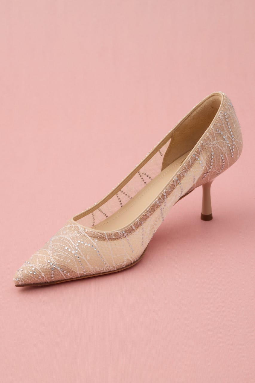 シースルーデザインストーンパンプス 柄APR 24.5cm