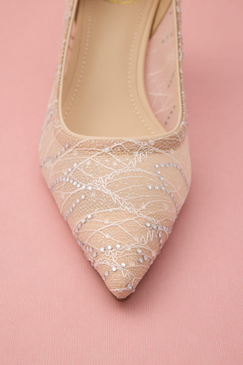 シースルーデザインストーンパンプス 柄APR 24.5cm