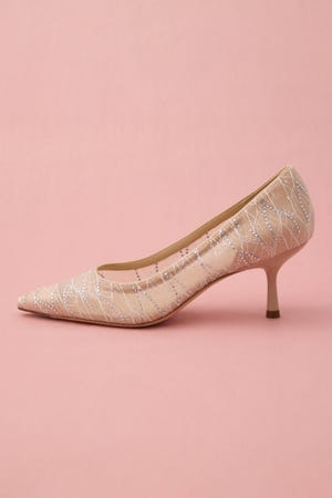 シースルーデザインストーンパンプス