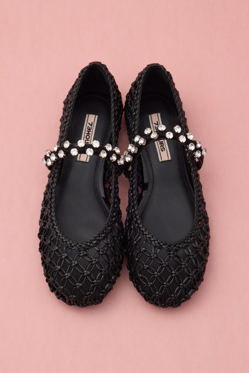 ブレイドサマービジューフラット BLK 24.0cm