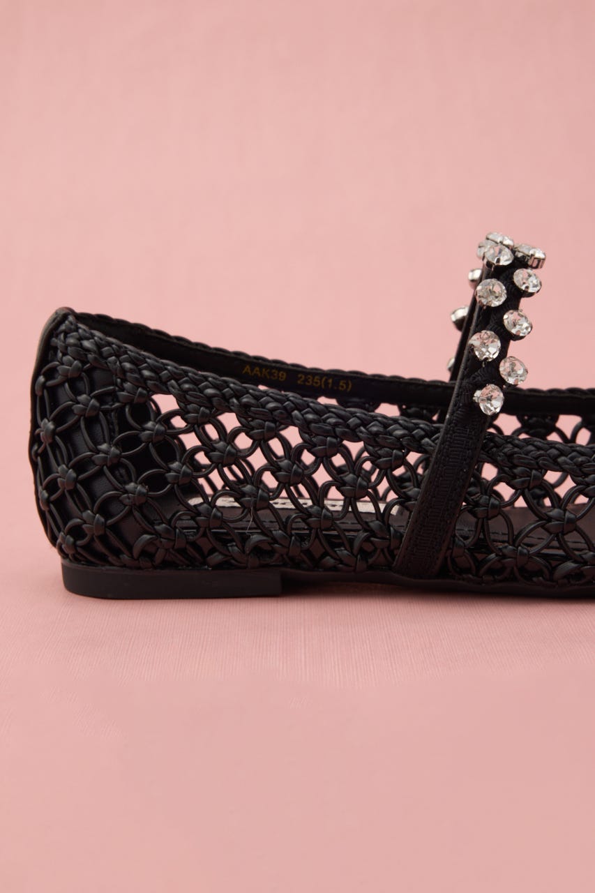 ブレイドサマービジューフラット BLK 24.0cm