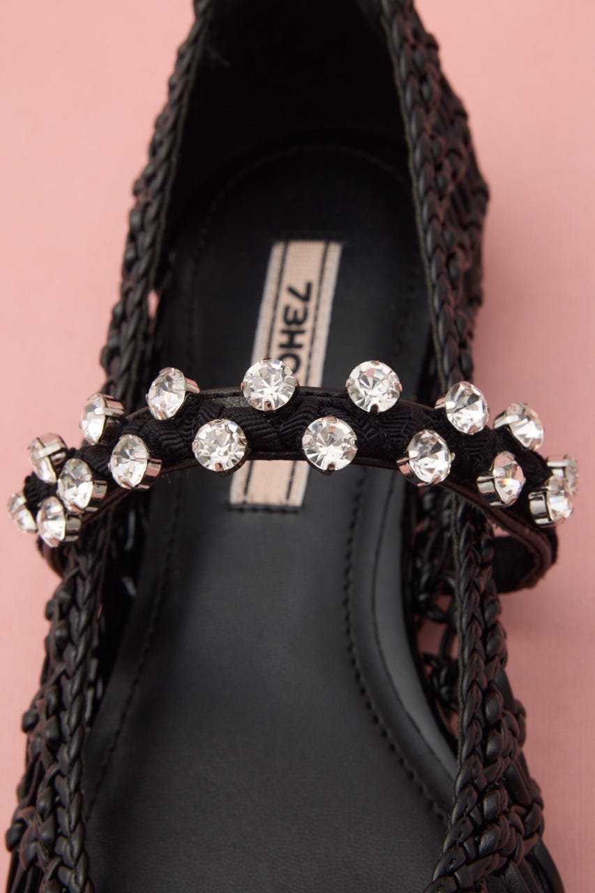 ブレイドサマービジューフラット BLK 24.0cm